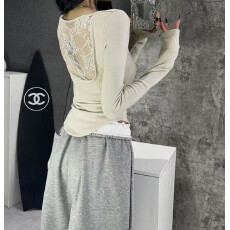 批发性感后背镂空<b class='q'>蕾丝</b>拼接U领长袖<b class='q'>T</b><b class='q'>恤</b>女法式纯欲修身显瘦辣妹绝美上衣