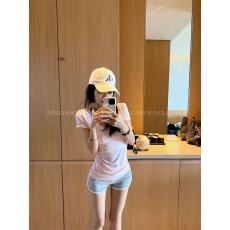 批发奶皮面膜T 大u领纯欲收腰显瘦<b class='q'>莫代尔</b>正肩t恤短袖上衣女