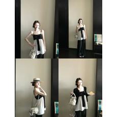 批发Skk Store jennie山茶香氛 小香<b class='q'>真丝</b>桑蚕丝撞色拼接蝴蝶结吊带女