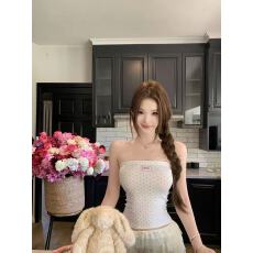 批发白色波点抹胸背心女夏季韩系辣妹紧身小个子绝美海边度假外穿上衣