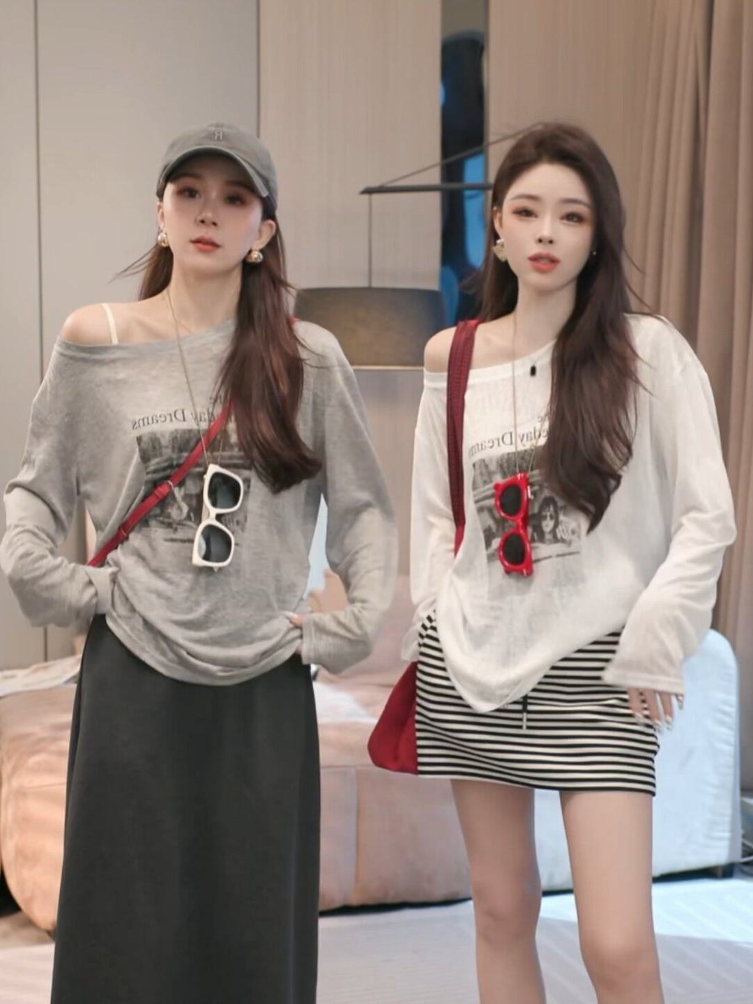 한 부서 디자인 센스 알파벳 프린트 라운드 넥 긴팔 티셔츠 여성 여름 새로운 루즈핏 슬림해 보이는 자외선 차단 블라우스 맨위