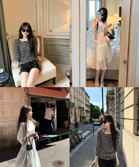 한 부서 작은 스피커 중간 소매 보트 칼라 티셔츠 여성 오래된 돈 바람 품격 맨위