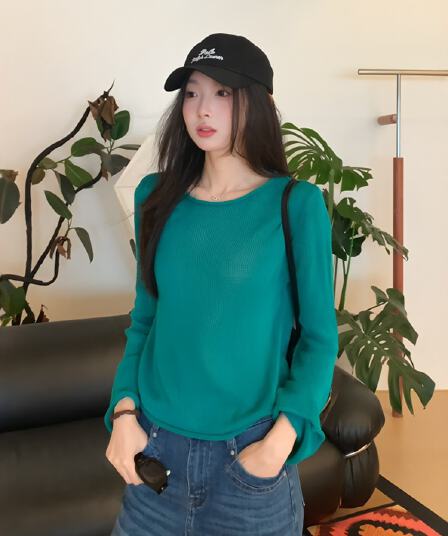 한 부서 볼륨 측면 나팔 소매 니트 스웨터 여성 가을 새로운 느긋한 느슨함 센스 품격 다용도 슬림해 보이는 만나는 맨위