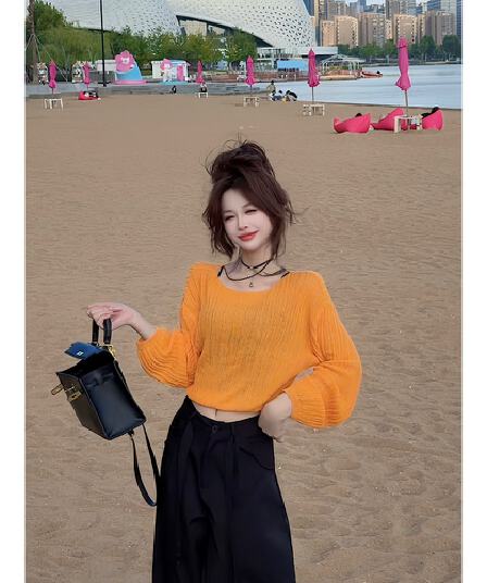 이른 가을 신제품 패션 느긋한 바람 한 부서 다용도 니트 맨위 여성
