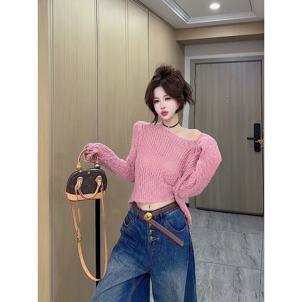 BY32699# 早秋新品时尚氛围感韩系慵懒风显瘦针织上衣女 服裝批發女裝批發服飾貨源