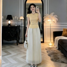 批发已出货·小众潮流修身针织短袖上衣女夏日气质温柔半身裙两件套装