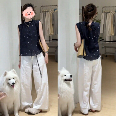 批发2026夏季新款韩系显瘦休闲时尚简约上衣+宽松百搭阔腿裤两套<b class='q'>装</b>女