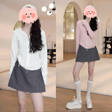 批发早<b class='q'>秋</b>穿搭一整套女装薄雾少女风套装连帽针织开衫+裙裤两件套休闲