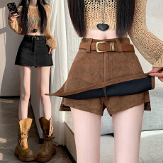 批发复古辣妹纯色鹿绒皮防走光<b class='q'>半身裙</b>女装秋季显瘦A字裙<b class='q'>短裙</b>
