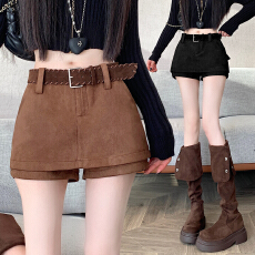 批发a字<b class='q'>半身裙</b>女2025<b class='q'>新款</b>咖色包臀裙子小个子巨好看麂皮绒短裙靴裤裙