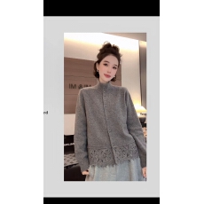 批发春<b class='q'>秋</b>“绵羊毛+兔毛”下摆钩花高领毛衣针织