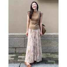 批发韩系气质温柔风镂空圆领短袖针织衫2026新款高腰显瘦半身裙两件套