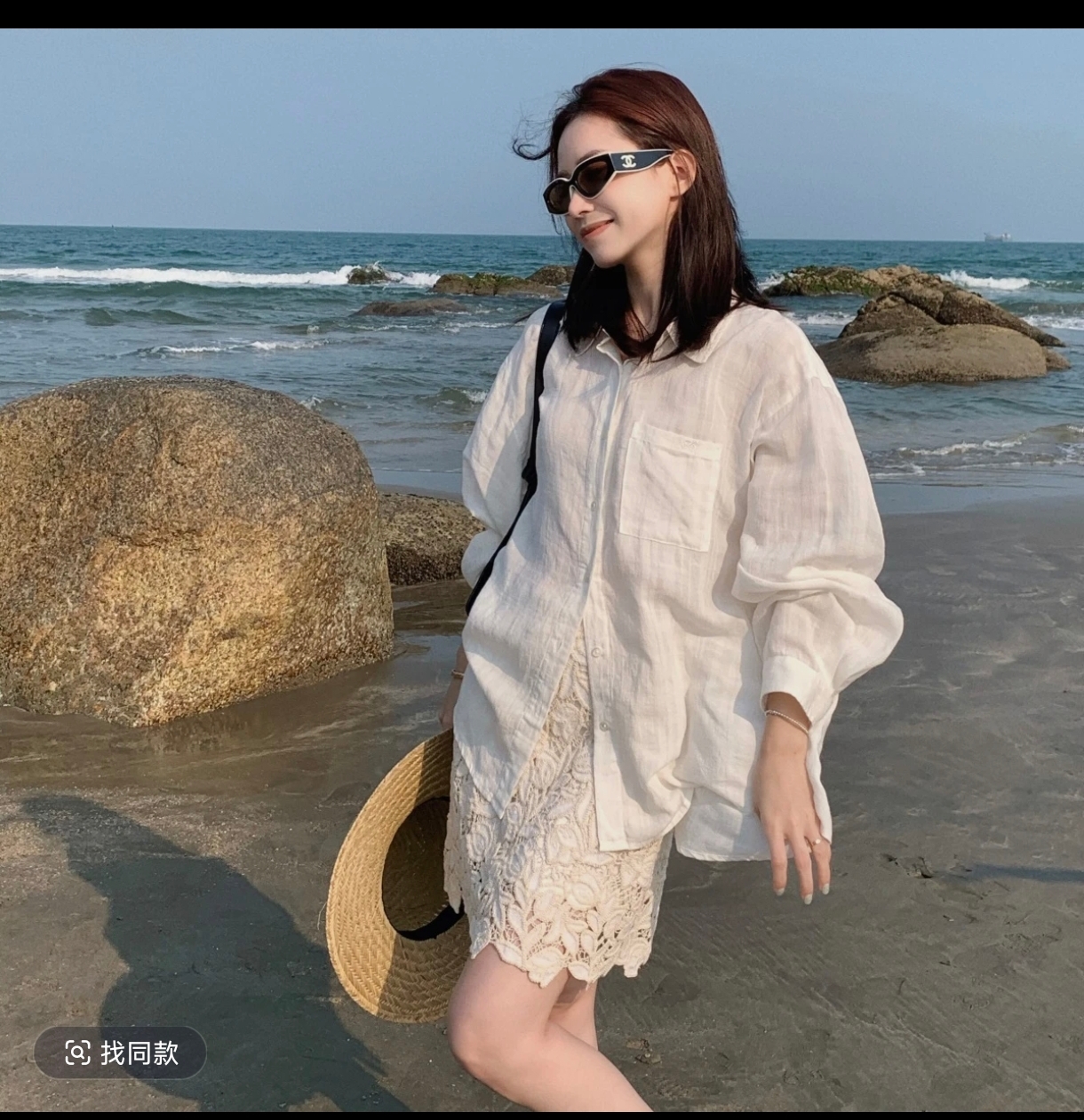 높음 지혜 자매 캐주얼 루즈핏 품격 얇은 스타일 봄 여름 한국 스타일 작은 대중 긴팔 자외선 차단 셔츠 반 스커트