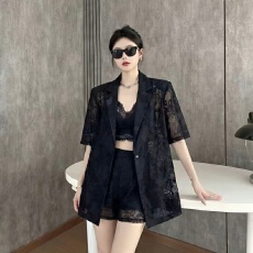 批发实拍气质蕾丝后背镂空西装领薄外套女夏季新款时尚宽松上衣