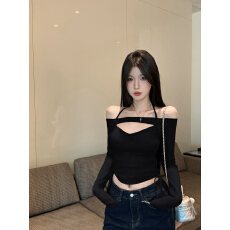 批发实拍实价 法式辣妹褶皱抽绳长袖<b class='q'>T</b><b class='q'>恤</b>女秋季设计感修身内搭别致上衣