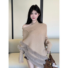 批发实拍实价 加厚水貂绒慵懒高领<b class='q'>毛衣</b>高级感上衣不规则斗篷针织衫