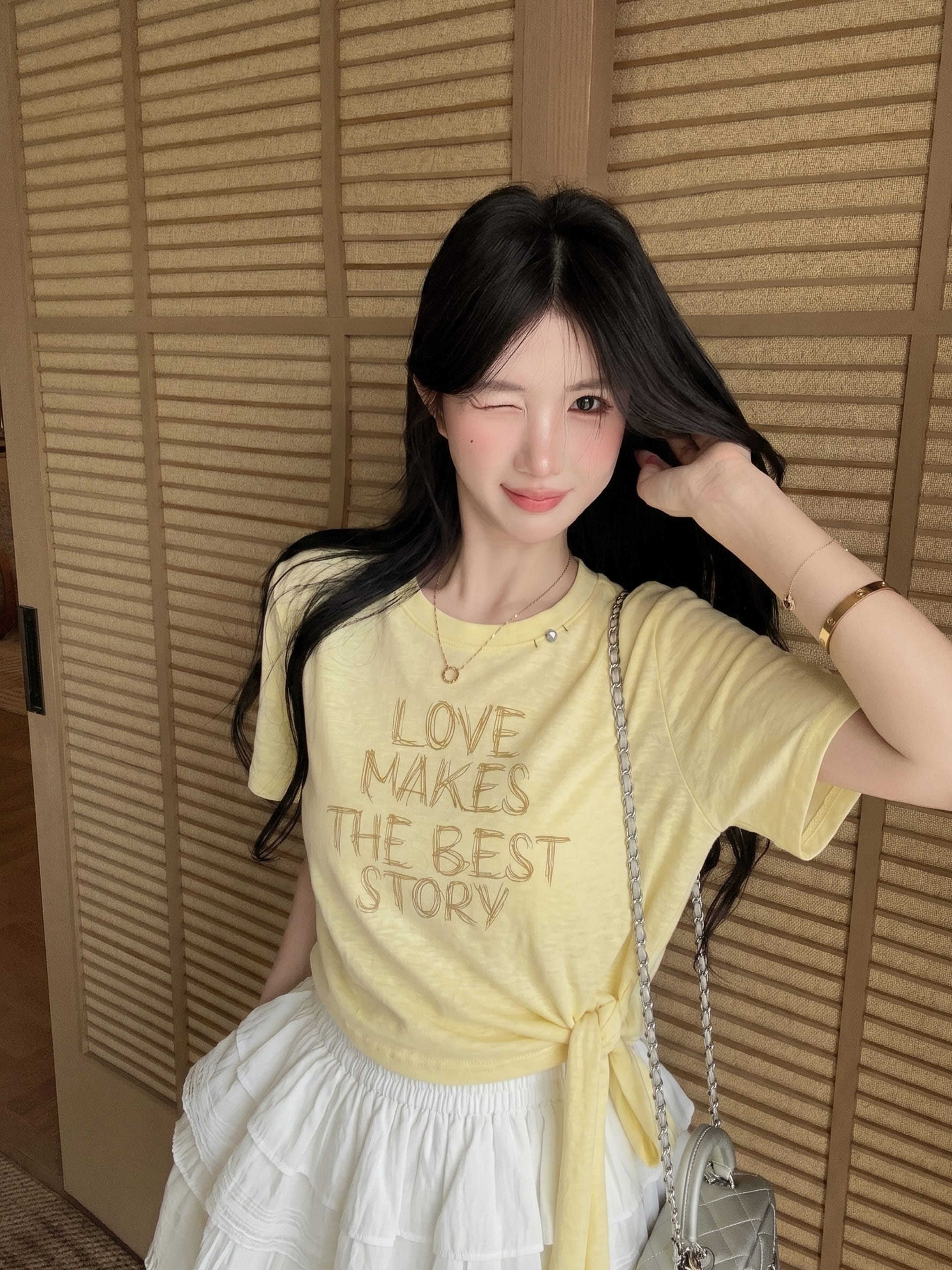 실사 정가 알파벳 프린트 라운드 넥 반팔 티셔츠 스트랩 맨위 다용도 케이크 드레스 반신 스커트 투피스 슈트