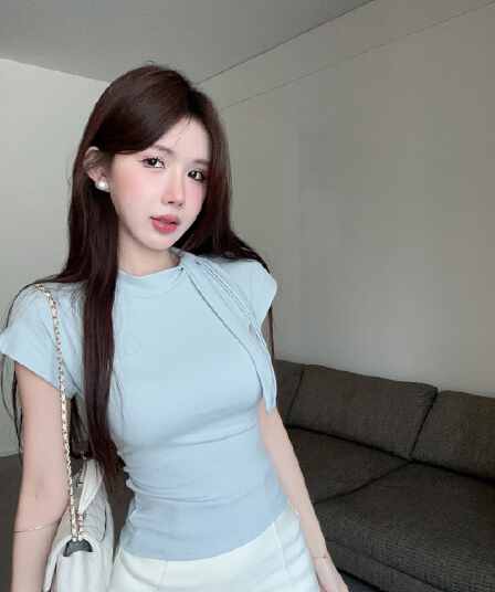 실사 정가 여름 새로운 디자인 센스 레이스업 스카프 칼라 티셔츠 여성 슬림해 보이는 다용도 맨위