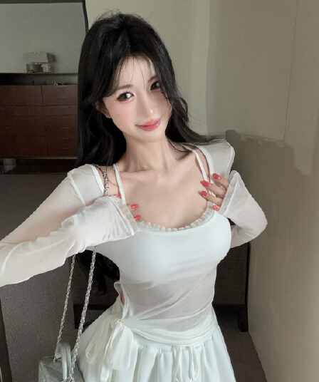 실사 정가 해변가 휴가 바람 태양 보호 셔츠 레이스 측면 캐미솔 펌프 로프 반신 스커트 세 조각 세트