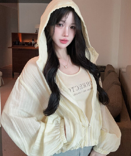 실사 정가 가을 긴팔 루즈핏 자외선 차단 여성 코트 알파벳 프린트 캐미솔 품격 투피스 슈트