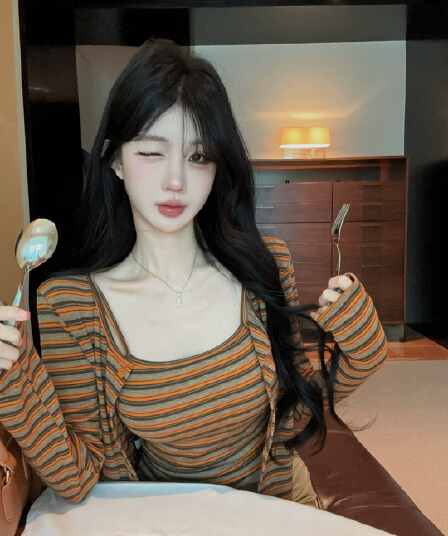 실사 정가 가을 새로운 벨트 가슴 패드 투피스 슈트 여성 스트라이프 카디건 코트 슬림해 보이는 만나는 캐미솔