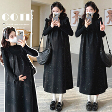 批发实拍现~2025秋冬新款毛呢洋气重工亮片背心裙孕妇套装