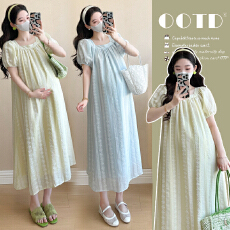 批发实拍现~2026新款孕期法式穿搭宽松遮肚夏季孕妇裙