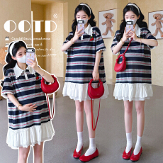 批发实拍现～2026夏季新款polo领连衣裙下摆拼接直筒<b class='q'>孕妇</b><b class='q'>连衣裙</b>