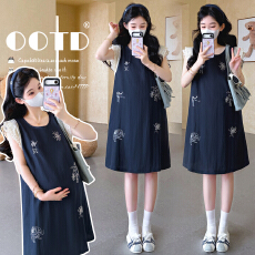 批发实拍现～2026夏季新款圆领透气宽松腰<b class='q'>孕妇</b><b class='q'>连衣裙</b>