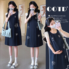 批发实拍现～2026夏季新款圆领透气宽松腰<b class='q'>孕妇</b><b class='q'>连衣裙</b>