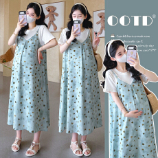 批发实拍现～2026夏季新款纯棉<b class='q'>T</b><b class='q'>恤</b>拼接假两件孕妇连衣<b class='q'>裙</b>