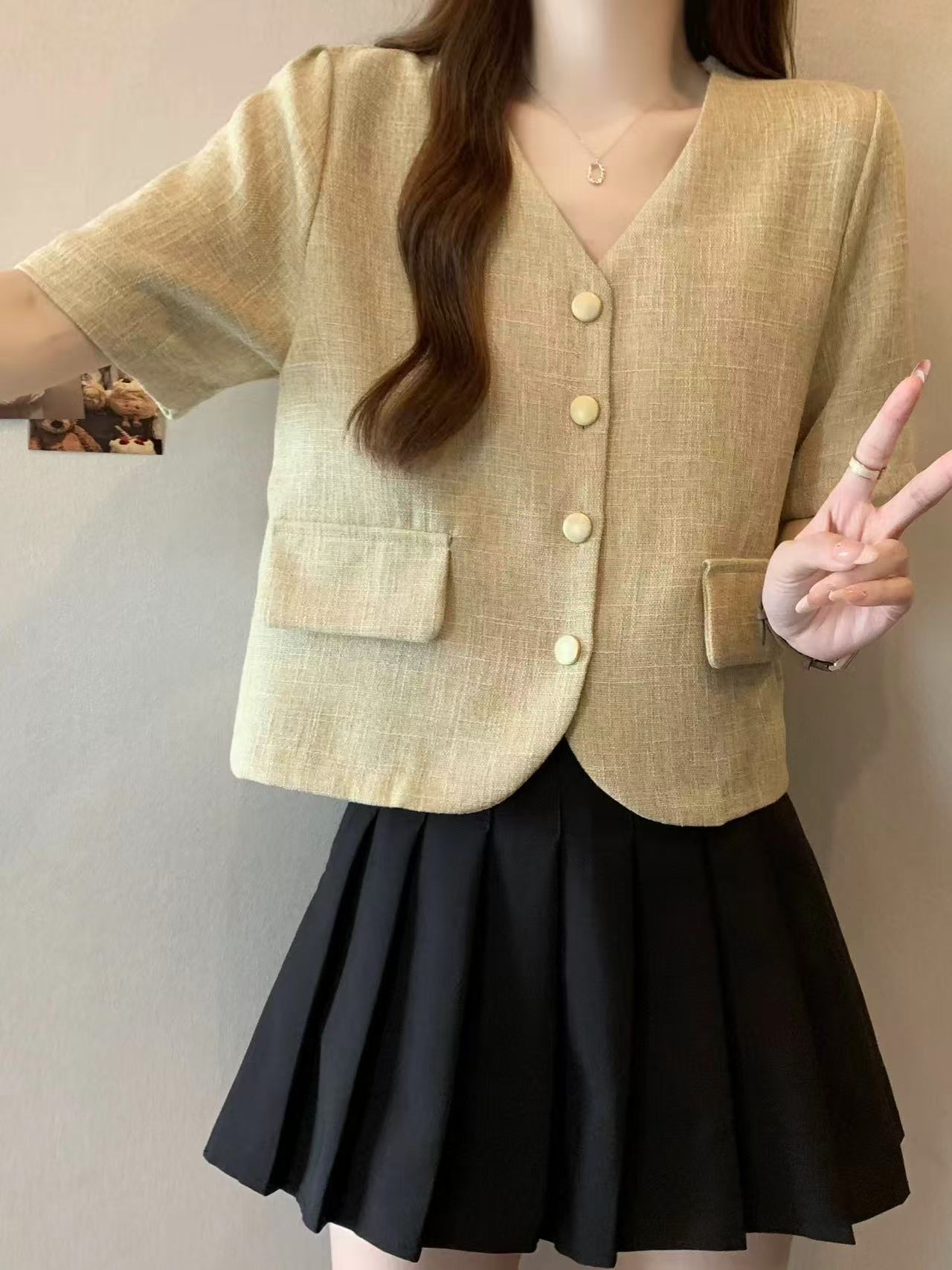 小香风开衫上衣女夏季大码胖mm...