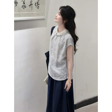 批发日系文艺复古休闲上衣女夏季宽松条纹短袖<b class='q'>衬衫</b>