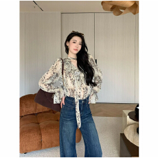 批发大码微胖新款显瘦百搭气质拼接设计感豹纹衬衫