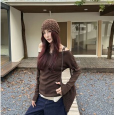 批发大码微胖时尚假两件撞色百搭长袖T恤