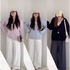 批发大码微胖真两件休闲风时尚百搭连帽套头休闲秋冬显瘦长袖