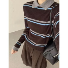 批发实价大码秋冬小翻领针织衫女打底毛衣