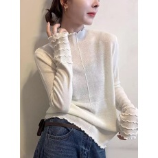 批发实价<b class='q'>大码</b>冬季洋气显瘦百搭木耳边针织衫打底上衣