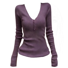 批发实价大码复古辣妹风内搭打底衫长袖针织衫女<b class='q'>秋</b>冬遮肉显瘦v领上衣