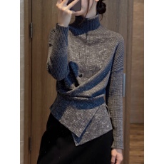 批发实价大码慵懒风高领针织女2025<b class='q'>秋</b>冬设计感收腰显瘦软糯毛衣打底衫