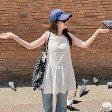 批发大码 漫姐的店【冰茶】韩版百搭叠穿小众无袖内搭背心裙通勤上衣