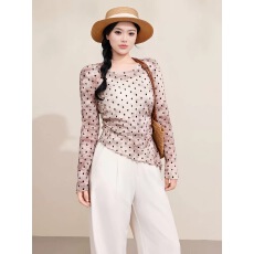 批发大码韩系轻熟风波点不规则防晒针织衫女<b class='q'>夏</b>季胖mm显瘦遮肚微透上衣