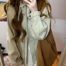 批发立领拉链<b class='q'>风衣</b>外套女2026春秋新款小个子短款时尚高级感韩系工装风