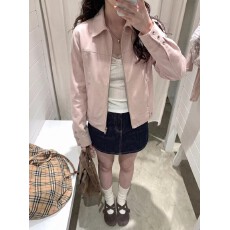 批发藕粉色修身薄款外套<b class='q'>女</b>秋设计感小众短款显瘦甜酷工装<b class='q'>夹克</b>