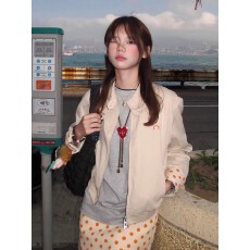批发韩系风精致外套女春<b class='q'>夏</b>季款短款小个子刺绣翻领波点夹克上衣
