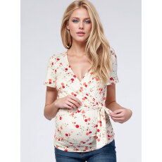 批发跨境款女士V领短袖收腰系带孕妇<b class='q'>T</b><b class='q'>恤</b>，日常休闲穿搭，女士孕期服饰