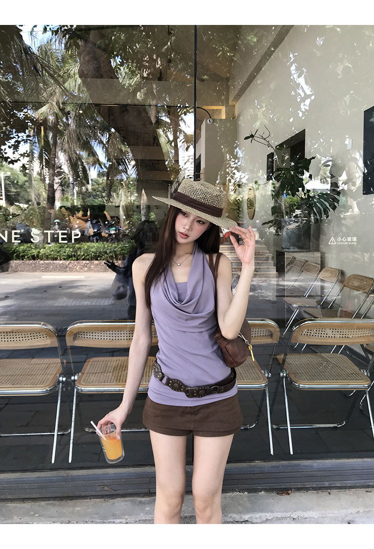 정가 재고 있음 핫걸 바람 디자인 흔들다 칼라 행침 목 캐미솔 2026 봄 슬림해 보이는 다용도 쉬폰 톱