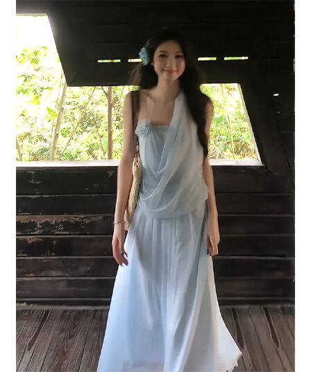 정가 재고 있음 프랑스식 빛 럭셔리 바람이 아닙니다. 규칙 행침 목 여성 드레스 부드러운 디자인 센스 몸매 가꾸기 망사 롱 스커트