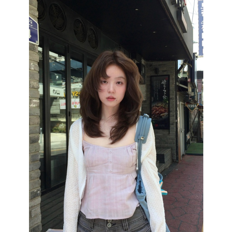 정가 재고 있음 여름 부드러운 아름다운 바람 자외선 차단 오픈 가디건 u 칼라 캐미솔 여성 셔츠 투피스 세트