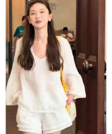 정가 출퇴근 캐주얼 바람 긴팔 자외선 차단 여성 셔츠 2026 여름 새로운 하이웨이스트 슬림해 보이는 반바지 세트